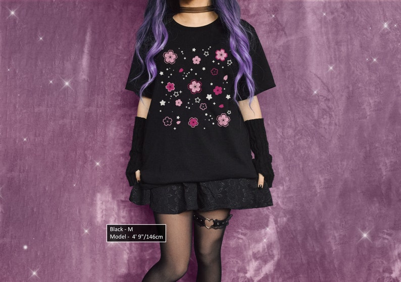 Celestial Sakura Shirt Pastel Goth Japanese Aesthetic Cherry Blossom Tshirt for Japan Lover