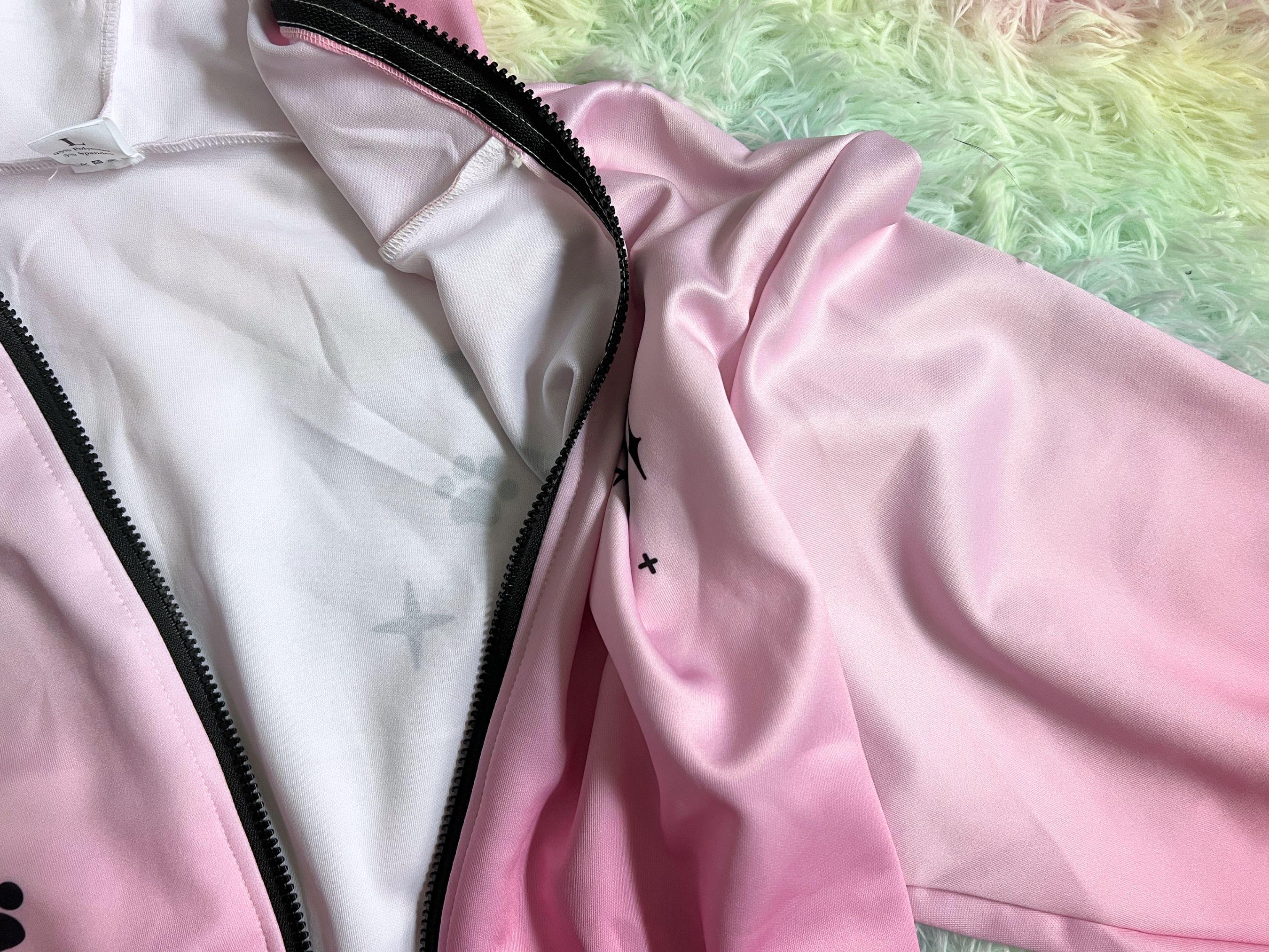Harajuku Pastel Goth Cat Ears Hoodie W/ Zipper Lightweight Jacket