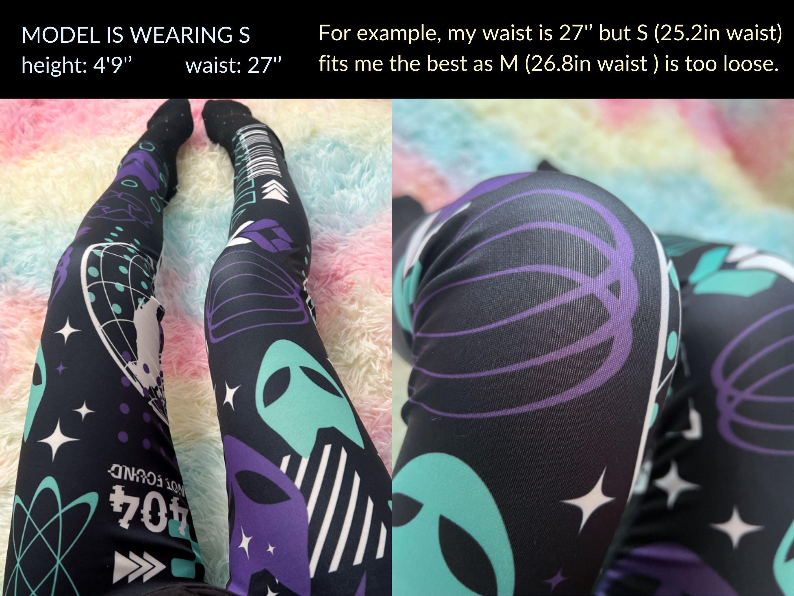 Sci Fi Alien Cat Leggings, Cyberpunk Kitty Workout / Casual Black ...