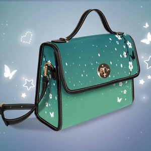 Kawaii Cottagecore Sakura Satchel Bag Starry Butterfly White Cherry Blossom Handbag Yume Kawaii Cute Messenger Strap Bag Aesthetic Purse