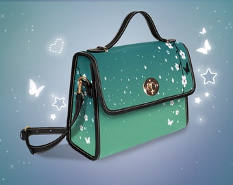 Kawaii Cottagecore Sakura Satchel Bag Starry Butterfly White Cherry Blossom Handbag Yume Kawaii Cute Messenger Strap Bag Aesthetic Purse