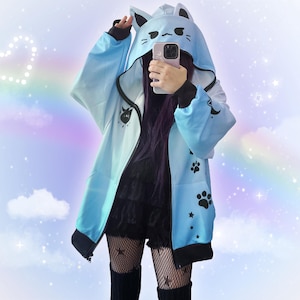 Tokyo Pop Harajuku KAWAII FURRY Ears Kitty Cropped HOODIE