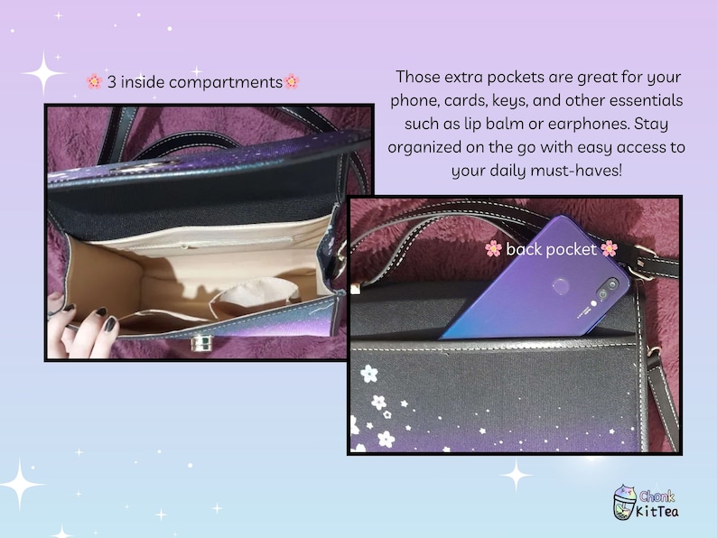 Gingham Black and Pink Messenger Bag Pastel Goth Celestial Cherry Purse