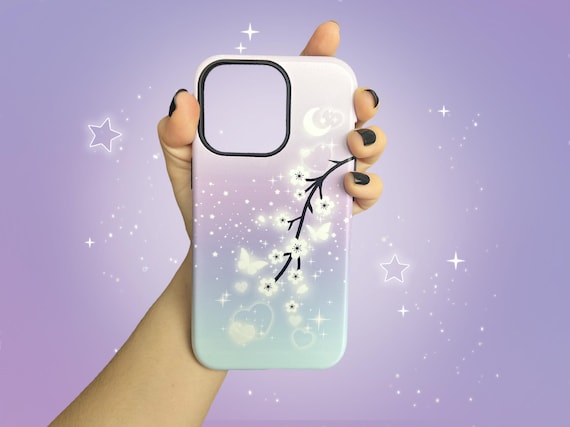 Yume Kawaii Pastel Aesthetic Sakura Tough Case for iPhone 13 14 Plus 15 Pro Max 12 11 Mini X XS 8 Fairy Kei Cherry Blossom Hard Phone Case