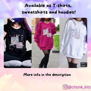 May include: Three different styles of clothing featuring a graphic design of a computer screen with a pink ice cream cone and the text "To-Do List" and "Take a break". The clothing options are a black t-shirt, a pink sweatshirt, and a white hoodie.
