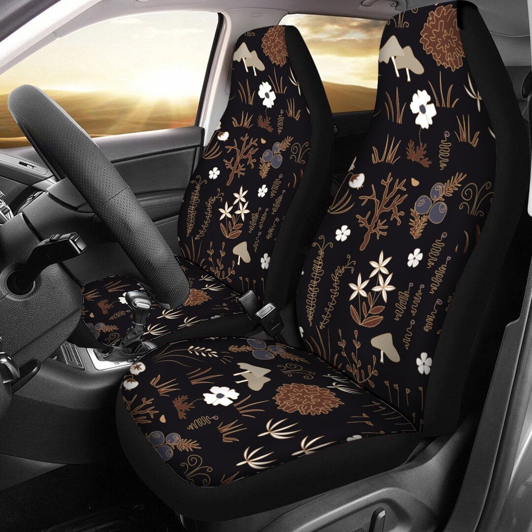 Brown Mushroom Pattern Print Universal Fit Car Seat Cover