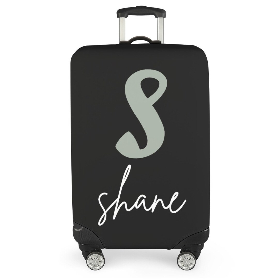 Personalized Black Name Suitcase Cover Black Suitcase Custom Etsy