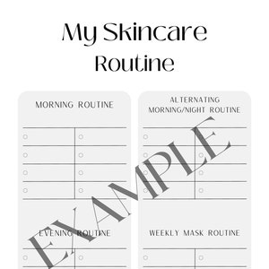 Skincare Routine Planner, Beauty Tracker, Template, Journal, Minimalist, Self Care, Morning, Night, Alternating Day, Printable Download