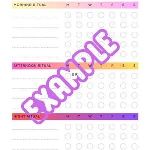 Daily Ritual Habit Tracker Self Care Plan Template Digital