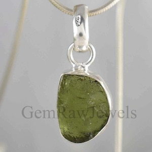 Authentic Moldavite Necklace, Genuine Moldavite, Sterling Silver Moldavite Necklace, Healing Stone, Tektite Gemstone, Czech republic Stone