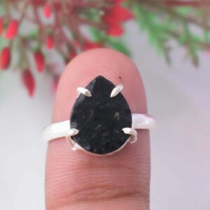 Black Onyx Ring, 925 Sterling Silver Ring, Raw Onyx Ring, Solitaire Stacking Ring, Natural Onyx Rough Ring, Black Onyx Gold Fill Ring