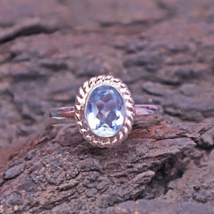 Natural Aquamarine Oval Ring, Bridesmaid gifts, 925 Solid Silver, March Birthstone Ring, Art Deco Ring, Boho Handmade Ring, Women Gifts