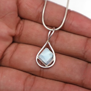 Raw Larimar Pendant, Natural Larimar 925 Silver Jewelry, Raw Stone Pendant, Larimar Necklace Pendant, Raw Crystal Necklace, Women Pendant