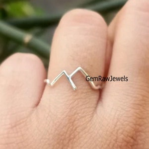 Minimalistische bergenring, 925 sterlingzilver, berg hoog laag bereik, duimring, designerring, jubileumring, cadeau voor ring