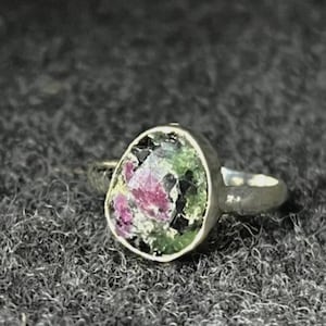 Natural Ruby Zoisite Ring, 925 Sterling Silver, July Birthstone, Handmade Statement Unique Jewelry, Vintage Style Gemstone, Gift For Her