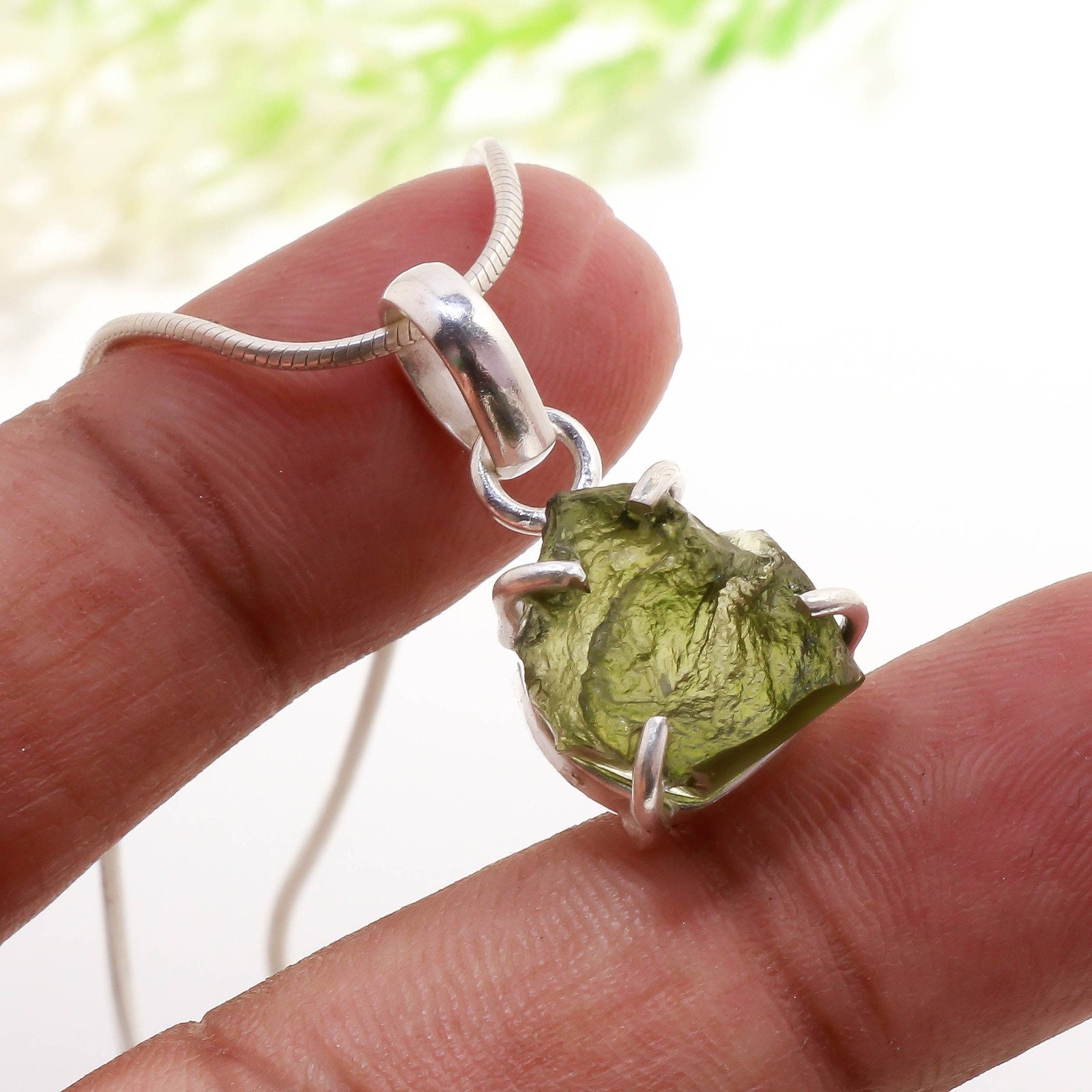 Wudaizhi Collana Moldavite Naturale Aeroliti Verdi Aeroliti In Cristallo Pendente Meditazione Energia Meditazione Feng Shui Meteorite Collana A