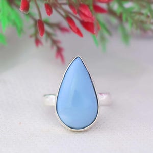 Blue Opal Ring, Genuine Silver Ring, Solid 925 Sterling Silver, Simple Opal Ring, Opal Ring Gift, Blue Opal, Handmade Ring, Gift for her