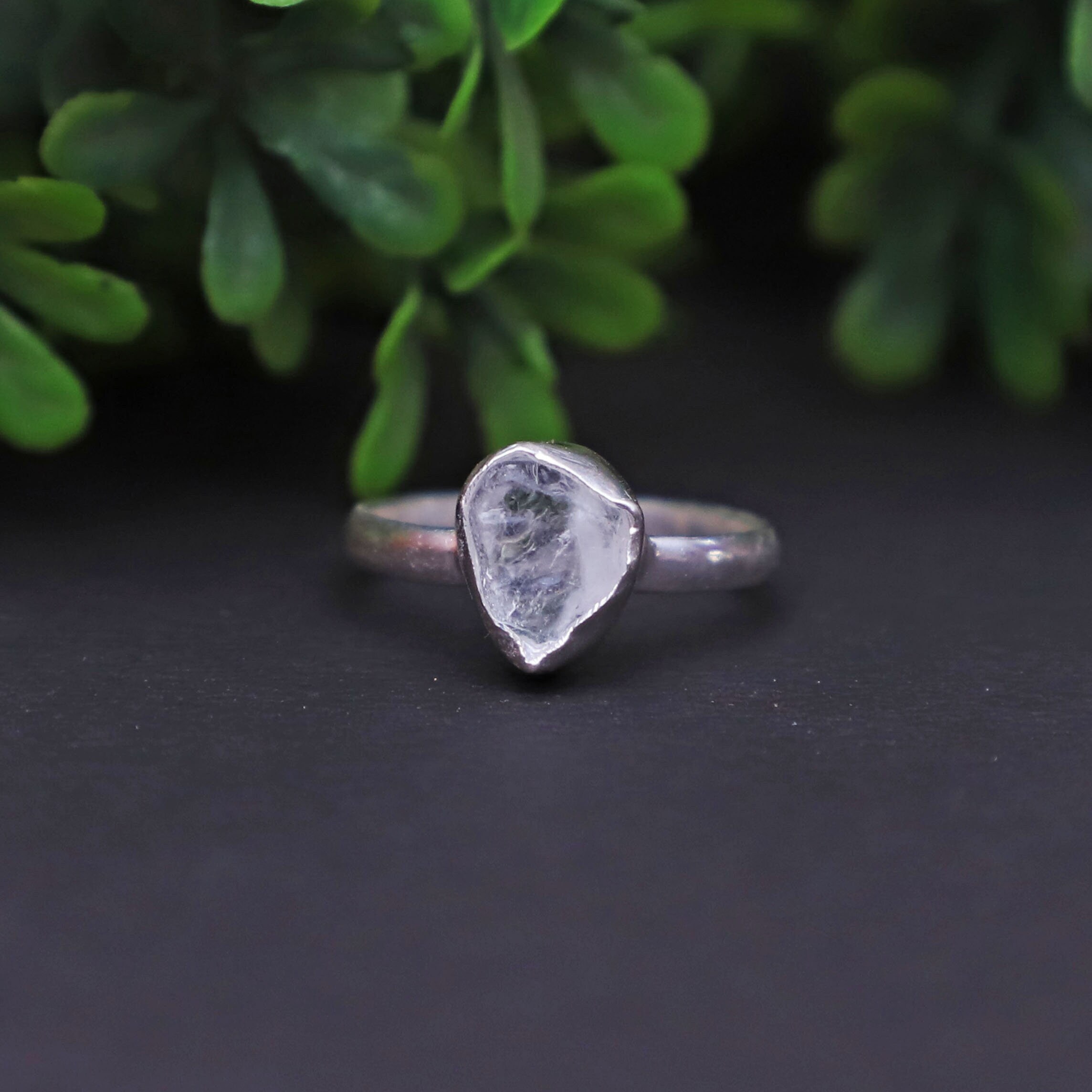 Weißer Topas Sterling Silber Ring: Handgemachter Designer Schmuck, US Size 7
