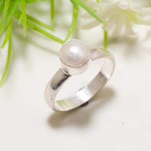 Natural Pearl Ring, White Pearl Ring, 925Silver Pearl Ring, Freshwater Pearl Ring, Textured Pearl Ring, June Birthstone, Pearl Jewelry, Gift