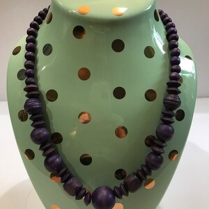 Wooden Purple Beads Boho Necklace