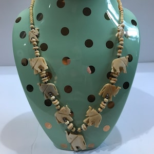 Beige Boho Elephant Necklace