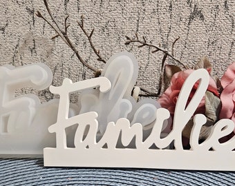 Silicone mold, casting mold, family lettering, insert, insert for tealight holder, love, home decoration, table decoration, decoration, Raysin, Keraflott