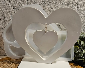 Silikonform, Gießform, Herz, Love, Liebe, Valentinstag, Hochzeit,  Tischdeko, Deko, Raysin, Keraflott, Beton