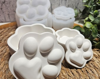 Silicone mold, casting mold or Keraflott paw box, box with lid, candle box, table decoration, decoration, Raysin, concrete