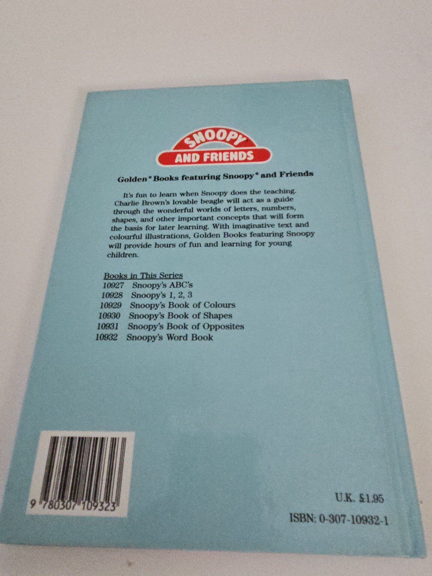 Snoopy Word SNOOPY'S WORD BOOK Vintage Golden Book 1987 - Etsy