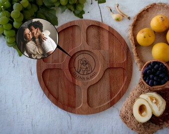 Personalised Faceless Photo Snacks Serving Tray, Custom Appetizer, Gift for Couple Anniversary, Engagement, Wedding, Bridal Shower Present