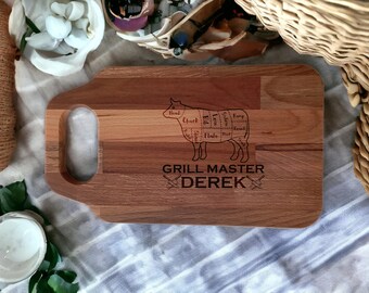 Personalized Cutting Board, Laser Engraved Wooden Custom Name BBQ Board, Meat Cutting Board, Steak Grilling Board,Housewarming Grilling Gift