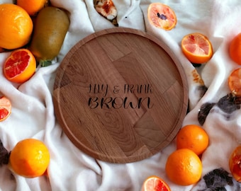 Personalized Serving Board Circle, Laser Engraved Wooden Custom Appetizer Snack Serving Tray Platter, Charcuterie Board, Housewarming Gift