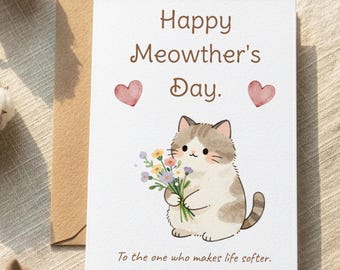 Lustige glückliche Meowther's Day druckbare Karte - Lustiges Muttertagsgeschenk für Katzenmamas, Sofortdownload 5x7
