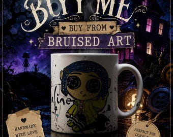 Spooky Buttons Eyes Mug – Halloween Coffee Cup (11oz & 15oz), Unique Birthday Gift for Mom, Daughter, Husband, or Best Friend, Creepy Cute P