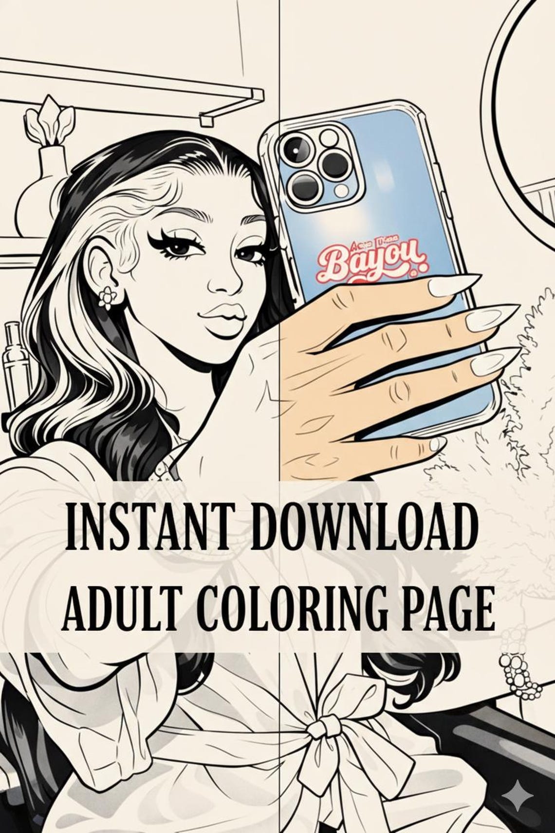Black Woman Self Love Coloring Page, Salon Hair Day Illustration, Black ...
