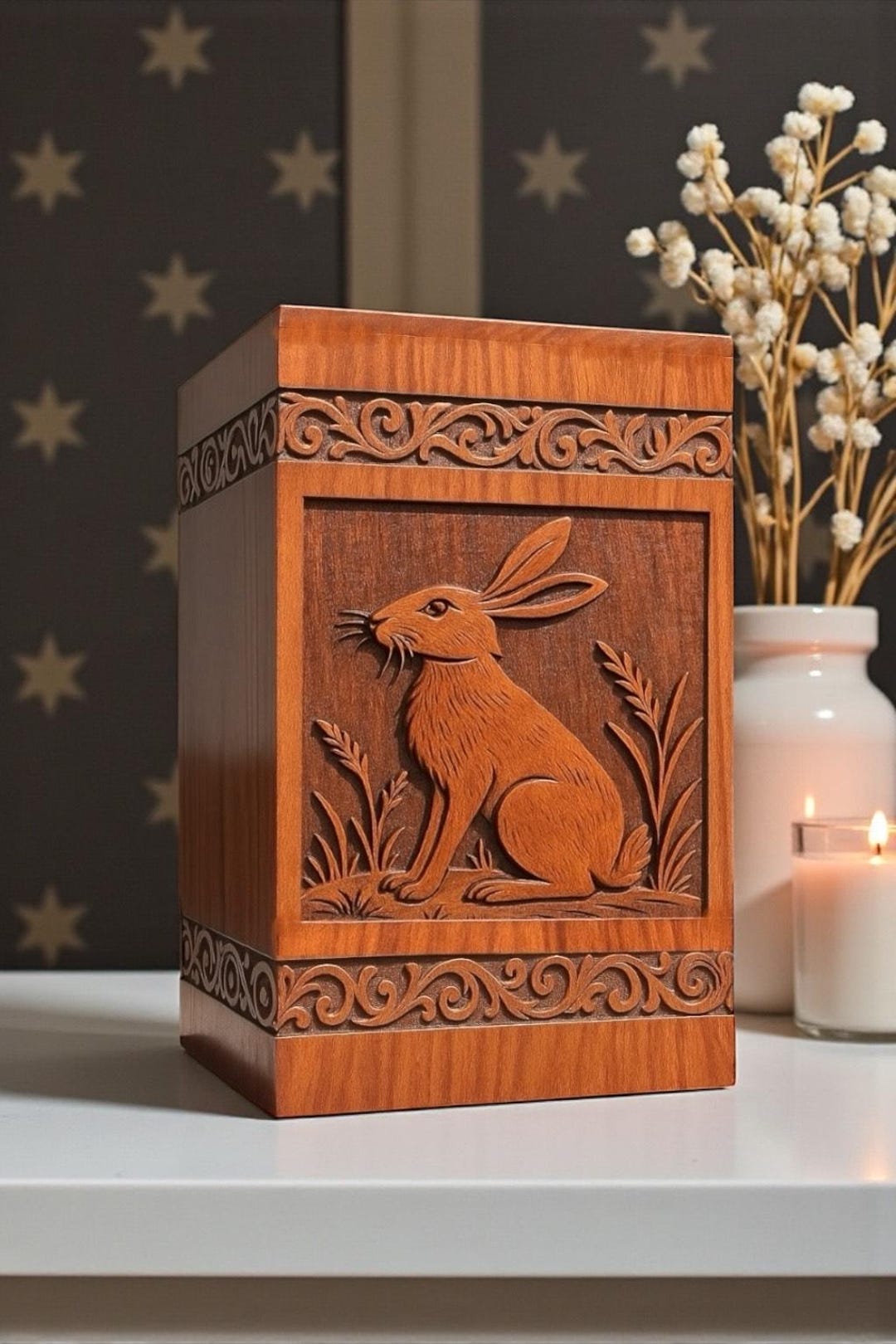 Rabbit Engraved Engraved Rabbit Wooden Urn | Personalized Pet & Human Memorial - Etsy