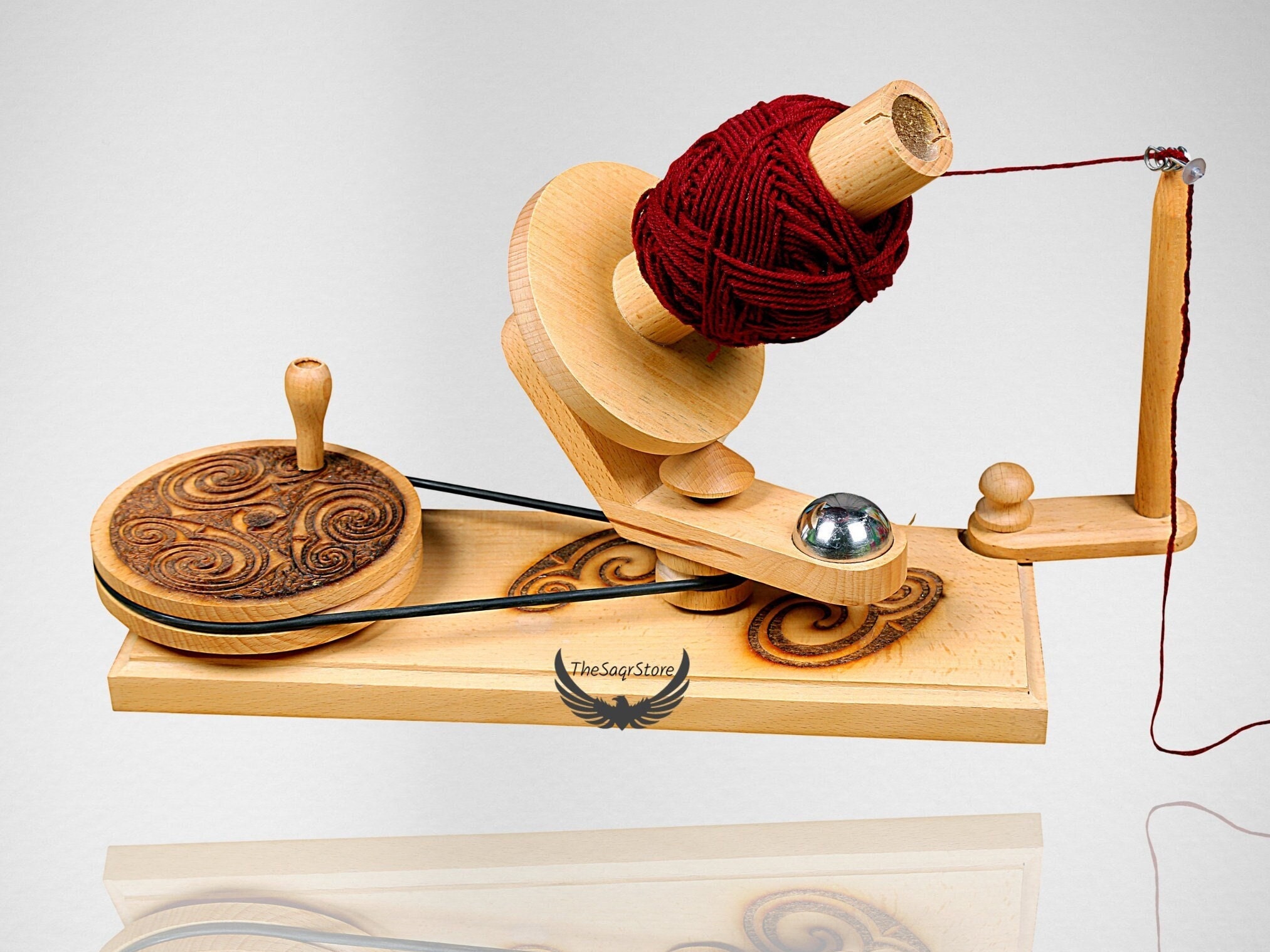 Wooden Yarn Ball Winder Handcrafted Large Yarn Winder for Knitting &  Crocheting Hand Operated Heavy Duty Natural Ball Winder 