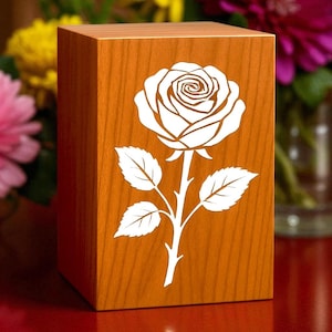 Butterfly & Rose Engraved Rosewood Cremation Urn: Memorial Keepsake Box
