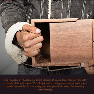 Handcrafted Wooden Urn Box | Rainy Walk Memorial Engraved Ashes Container image 8