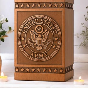 Handcrafted Rosewood US Army Urn Box: Veteran Memorial Keepsake