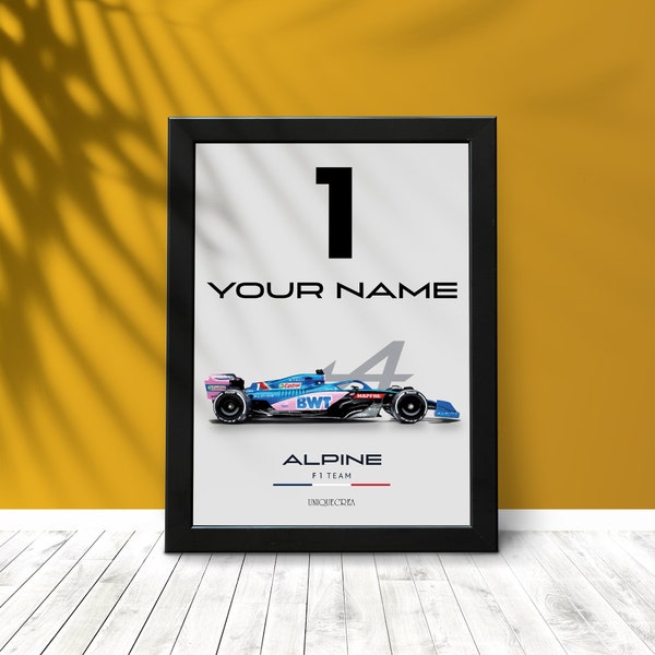 Customizable Alpine Formula 1 Poster Frame Digital Printable Material Sports Themed Wall Art Special Day Gift F1 Poster