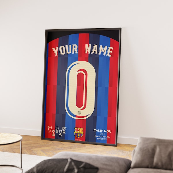 Custom Barcelona Jersey Art | Personalized Football Gift (Digital)