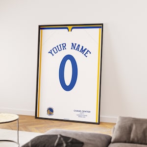 Marco personalizable de la camiseta de baloncesto de los Golden State Warriors / Material imprimible digital / Arte de pared con temática deportiva l Regalo / Póster de baloncesto