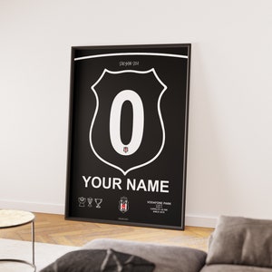 Customizable Besiktas Football Jersey Frame Digital Printable Material Sports Themed Wall Art Special Day Gift Soccer Poster