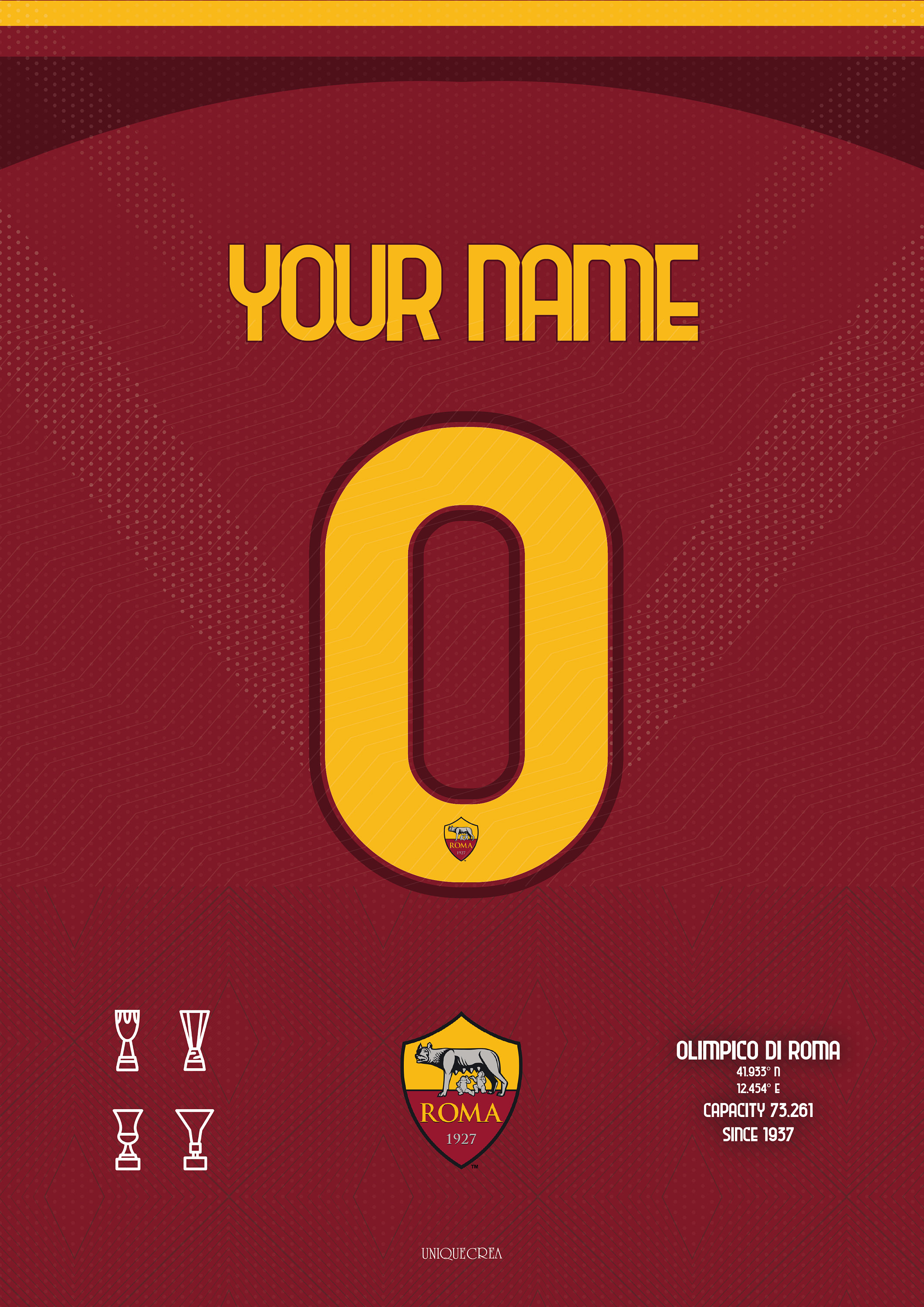 Customizable AS Roma Jersey Poster | Personalized Football Gift ...