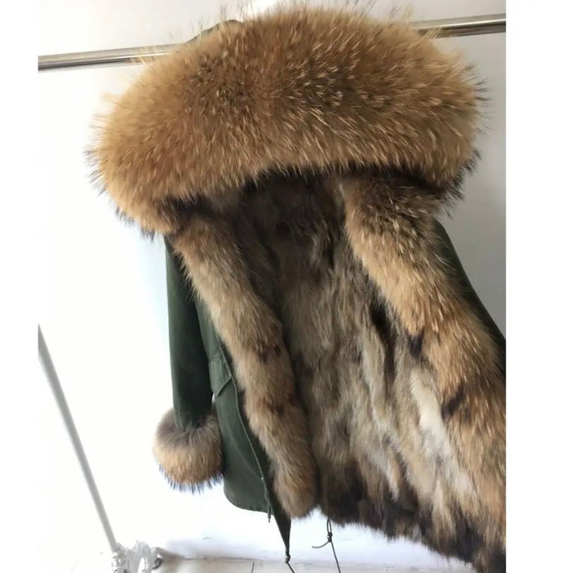 Wild Elegance Real Fox Fur and Raccoon Fur Parka Coat Winter Jacket ...
