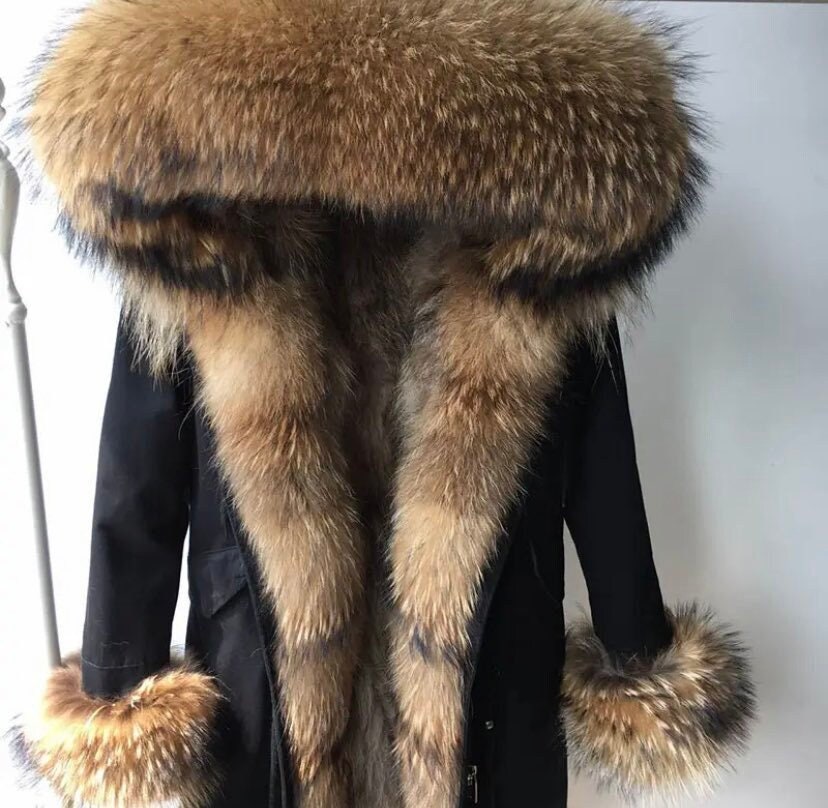 Wild Elegance Real Fox Fur and Raccoon Fur Parka Coat - Etsy