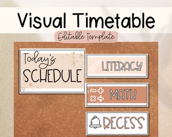 Visual Timetable - Soft Boho Editable Printable Template