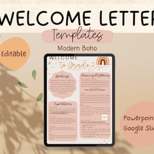 Plantilla editable de carta de bienvenida de clase - Boho moderno