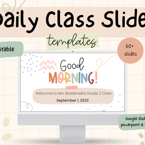 Ultra Simple Soft Daily Classroom Slides - Editable Templates